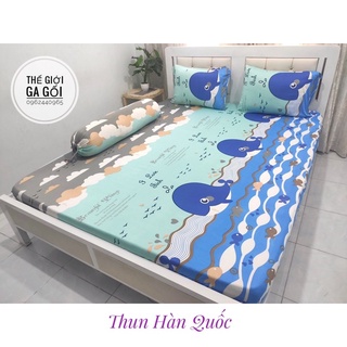 Bộ ga gối { 4 Món } Thun Lạnh Hàn Quốc  ( 1 ga bọc + 2 vỏ gối nằm + 1 vỏ gối ôm )