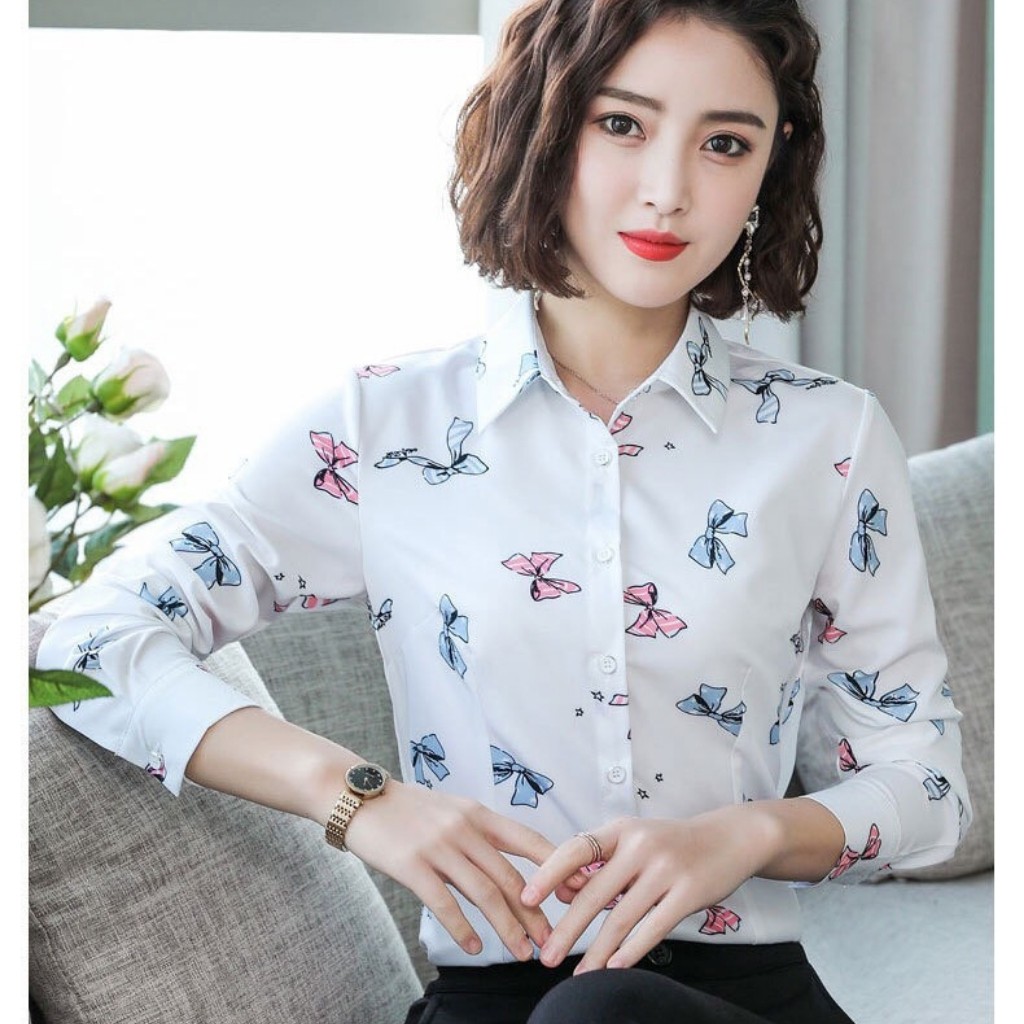 Áo Sơ Mi Nữ Dài Tay Phối Họa Tiết Nơ Mẫu H822 Thời Trang PONIVA Chất Liệu Cao Cấp Không Nhăn, Không Phai Màu