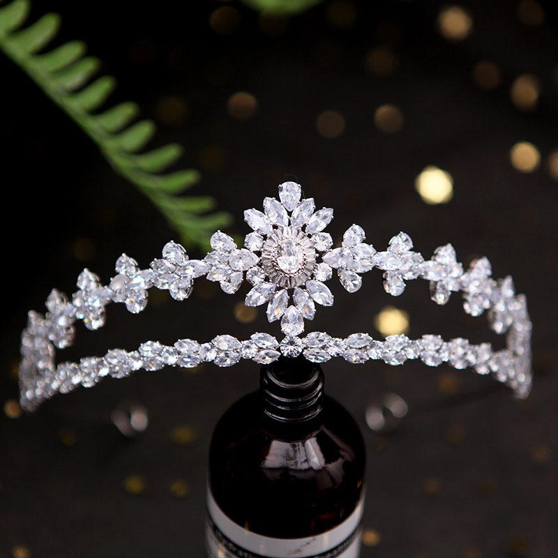 Vương Miện Cài Tóc Đính Đá Zircon Thanh Lịch Cho Cô Dâu