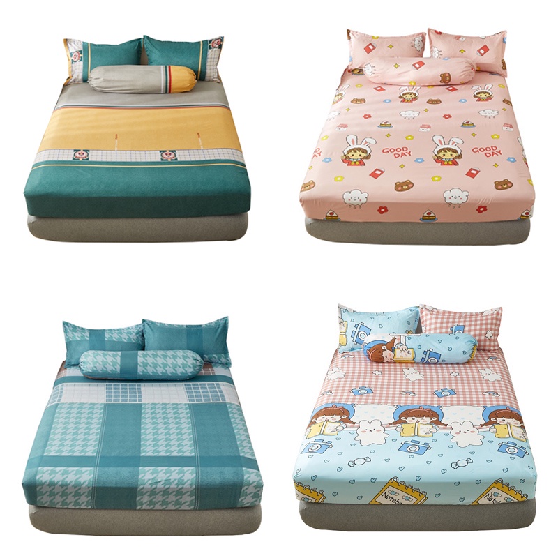 Bộ chăn ga gối và gối cotton 1m2 1m5 1m8