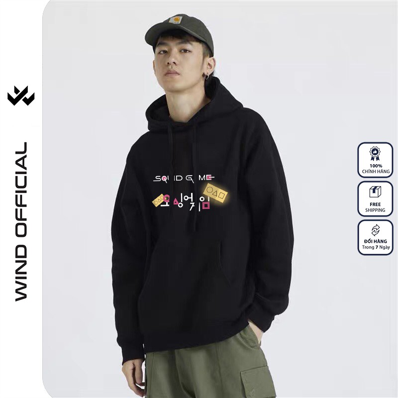 Áo hoodie form rộng WIND unisex nỉ bông SQUID GAME thời trang nam nữ oversize ulzzang | BigBuy360 - bigbuy360.vn