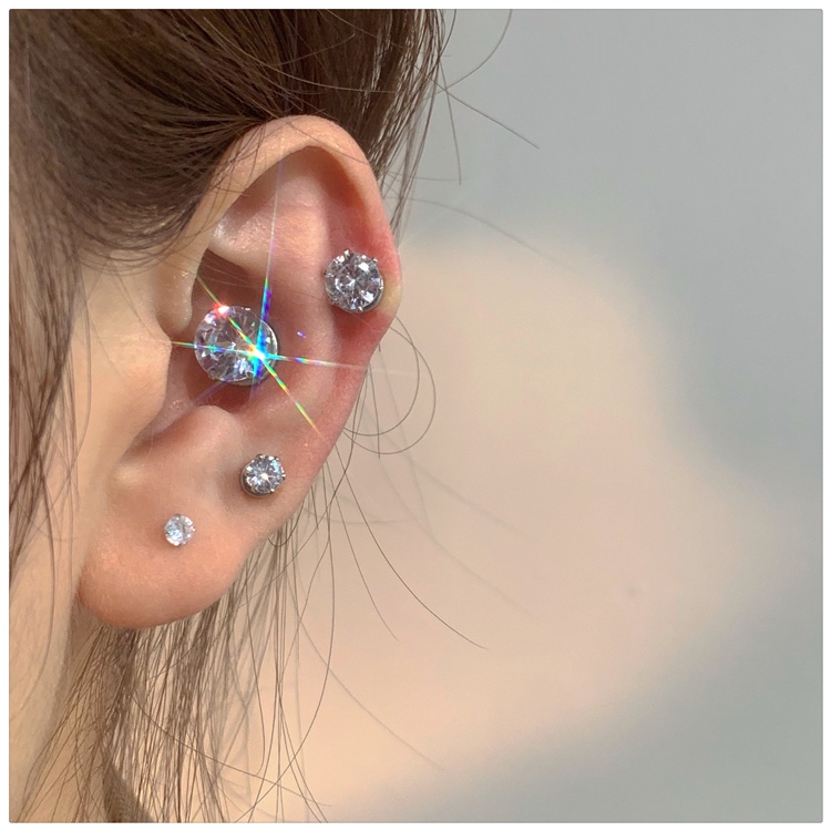 Khuyên Kẹp Tai Đính Đá zircon Từ Tính Phong Cách hip hop Đường Phố Cho Nam Và Nữ