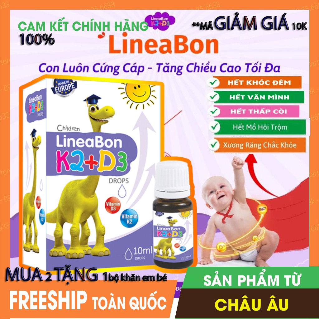 [TẶNG COMBO KHĂN SIÊU XỊN] LINEABON K2D3 – Hỗ trợ tăng chiều cao, hết còi xương - Sản phẩm nổi tiếng tại Châu Âu