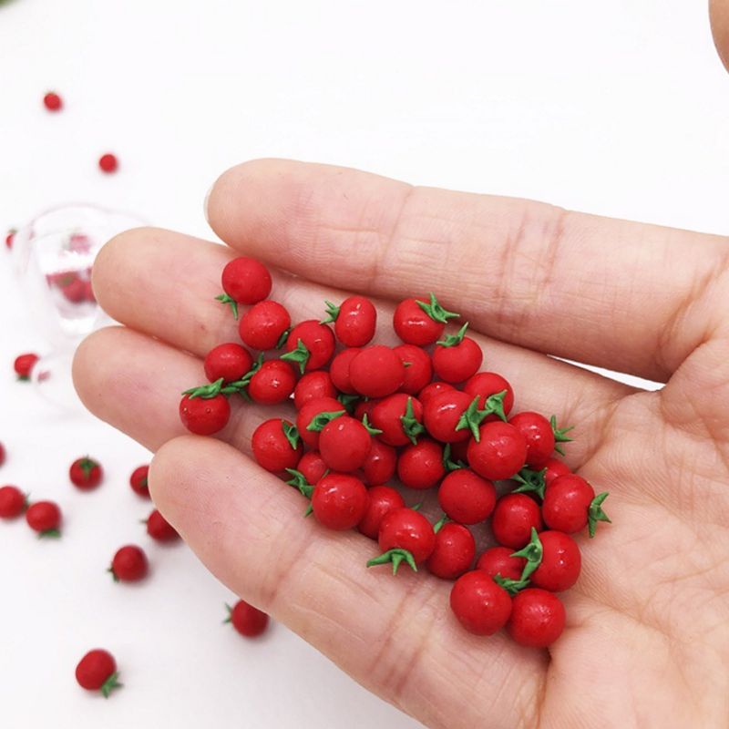 Set 10 Quả Cà Chua Giả Bằng Nhựa Resin Kích Thước 1 / 12 Dùng Để Trang Trí Nhà Búp Bê