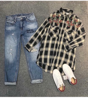 Jean rách gối zara