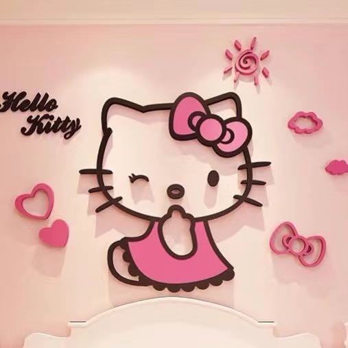 Sticker Acrylic hình Hello Kitty 3D trang trí phòng ngủ trẻ em dễ thương