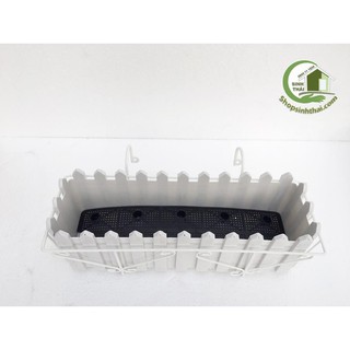 Chậu Treo Ban Công Hàng Rào Màu Trắng - Chậu dài và dày - chậu trồng Rau (KT: 60cm x 20cm x18cm)