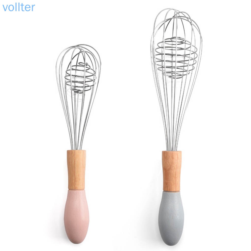 Dụng Cụ Đánh Trứng Bằng Thép Không Gỉ Cán Gỗ 10 Inch