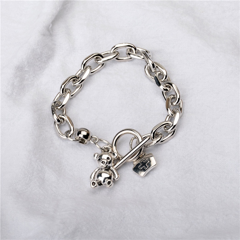 Vòng Tay Thiết Kế Đơn Giản Có Khóa Hình Chú Gấu Dễ Thương Dành Cho Học Sinh