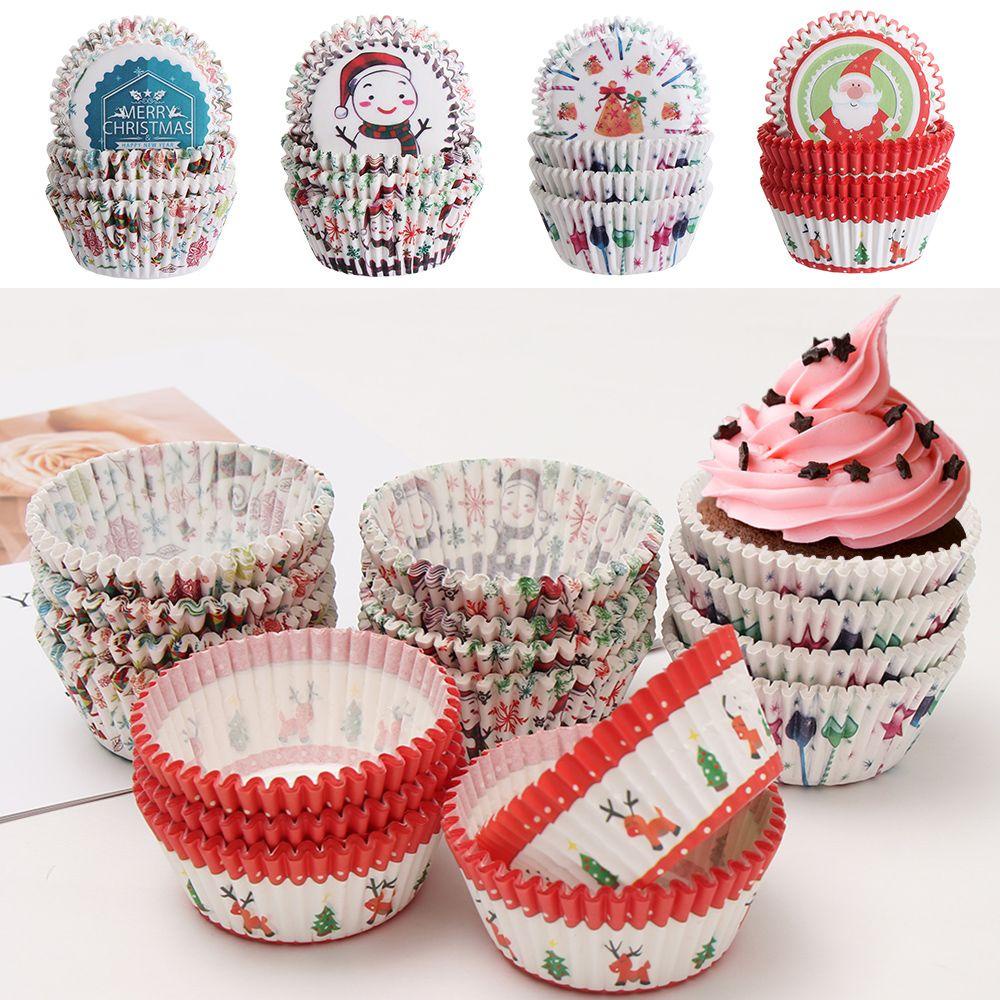 Set 100 Cốc Giấy Đựng Bánh Cupcake Trang Trí Giáng Sinh