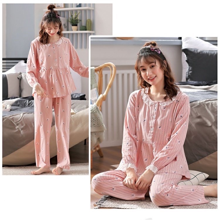 Bộ bầu - bộ sau sinh - chất liệu cotton - kiểu mới thời trang ( sọc bông - dài )
