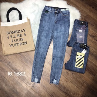 [Sale tết] Quần jean COBA form skinny 1682 gấu mix rách cắt lai , cạp phối duy băng Jadior cực hót