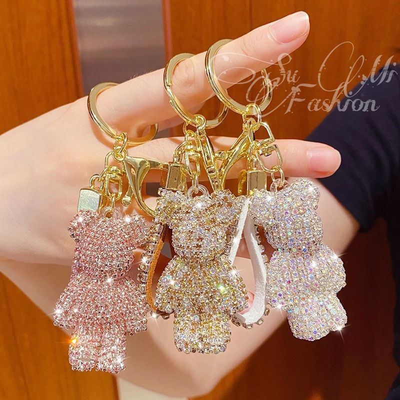Móc khóa cao cấp gấu Bearbrick đính đá lấp lánh đẳng cấp sang trọng -  trang trí túi xách.