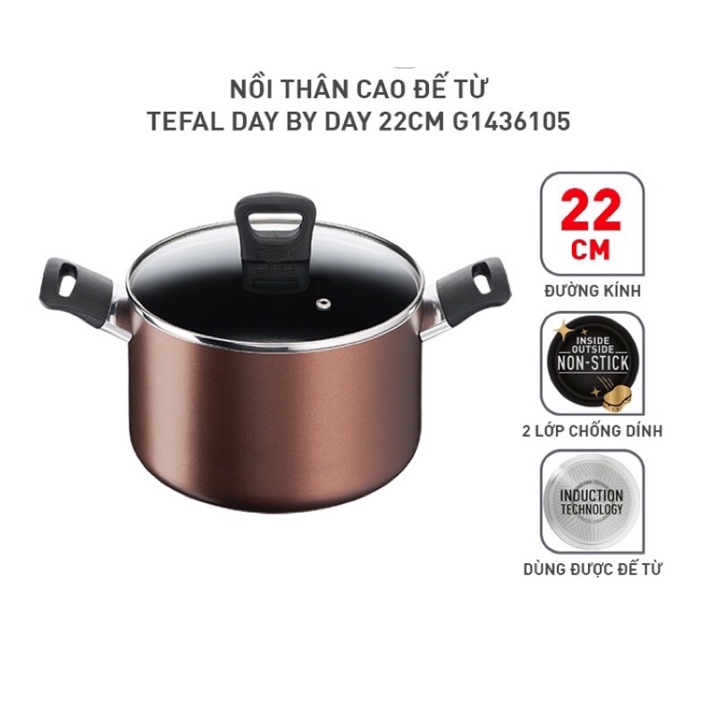 Nồi thân cao đế từ Tefal Day By Day 22cm