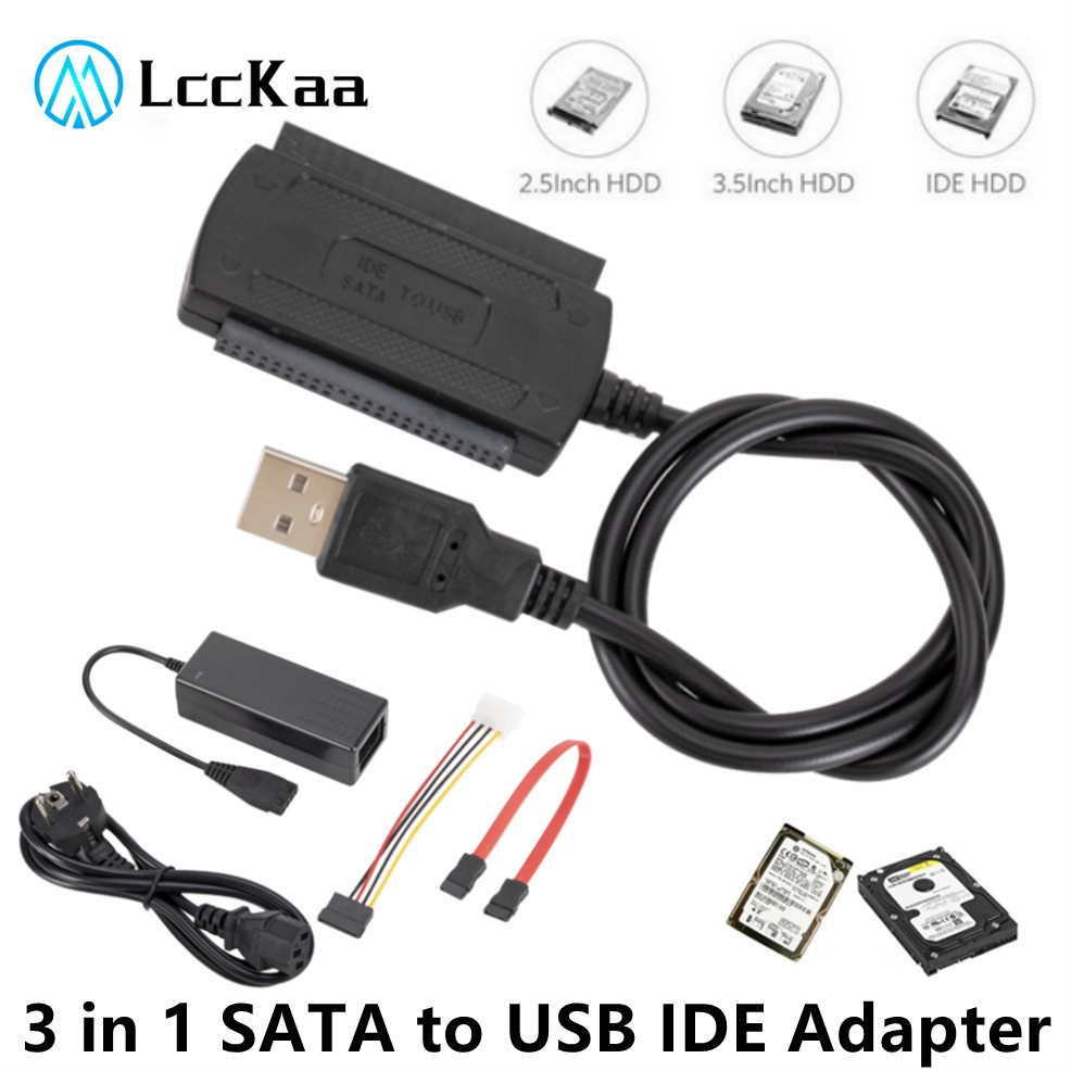 Dây Cáp Chuyển Đổi 3 Trong 1 SATA Sang USB 2.0 IDE SATA 5.25 S-ATA 2.5 3.5 Inch HDD Cho PC Laptop