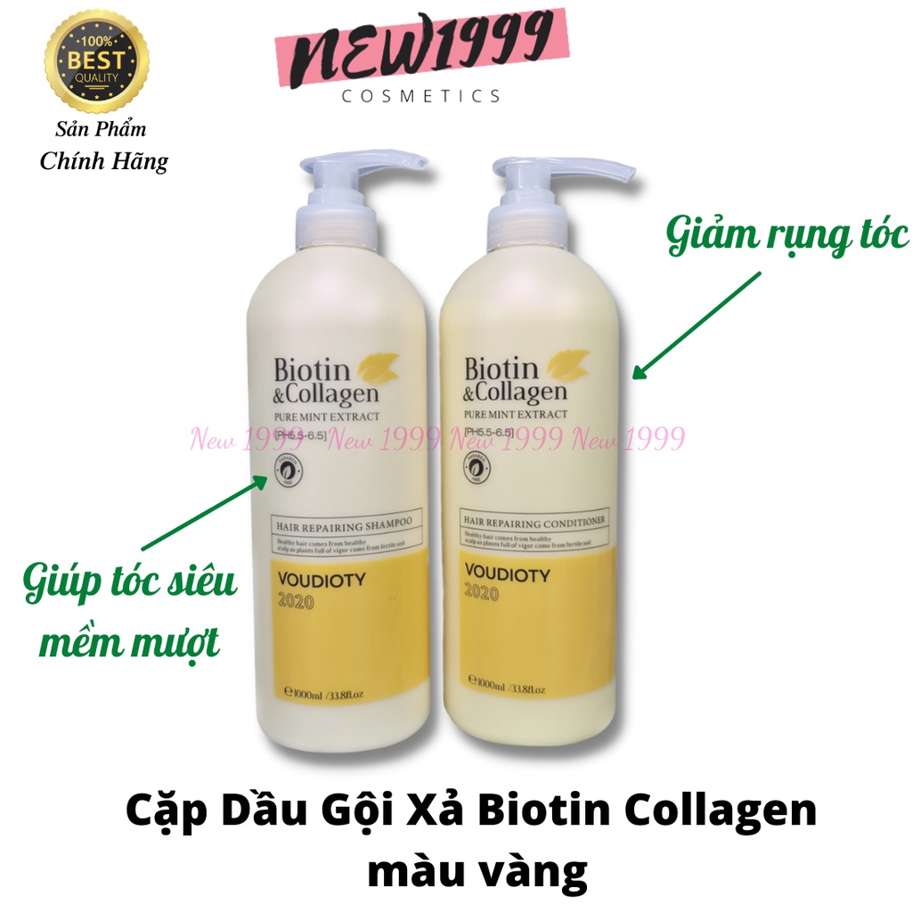 Cặp dầu gội xả Biotin Collagen 500ml 1000ml giảm rụng tóc phục hồi kích thích mọc tóc