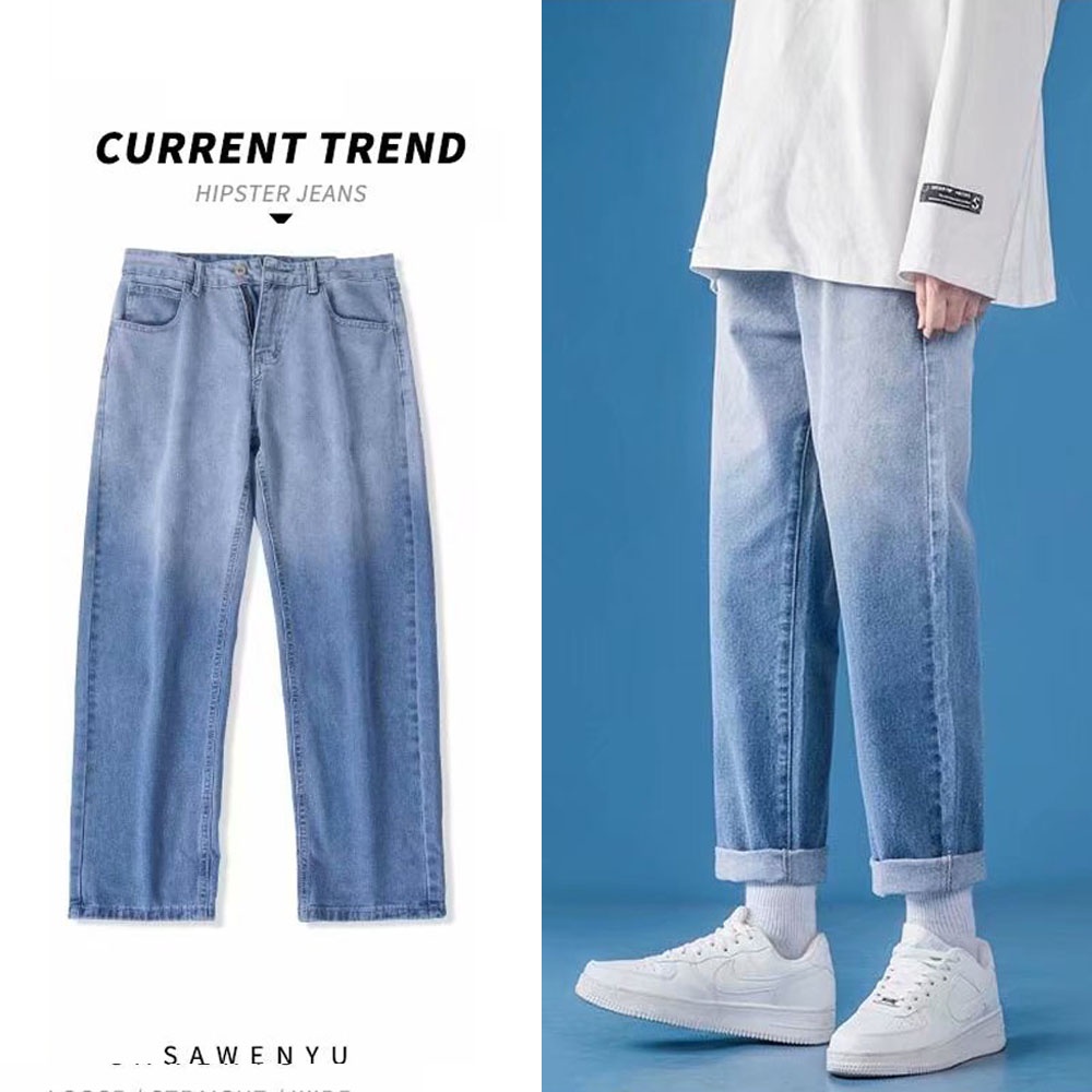Quần jean baggy ống rộng phối màu thời trang TS1009