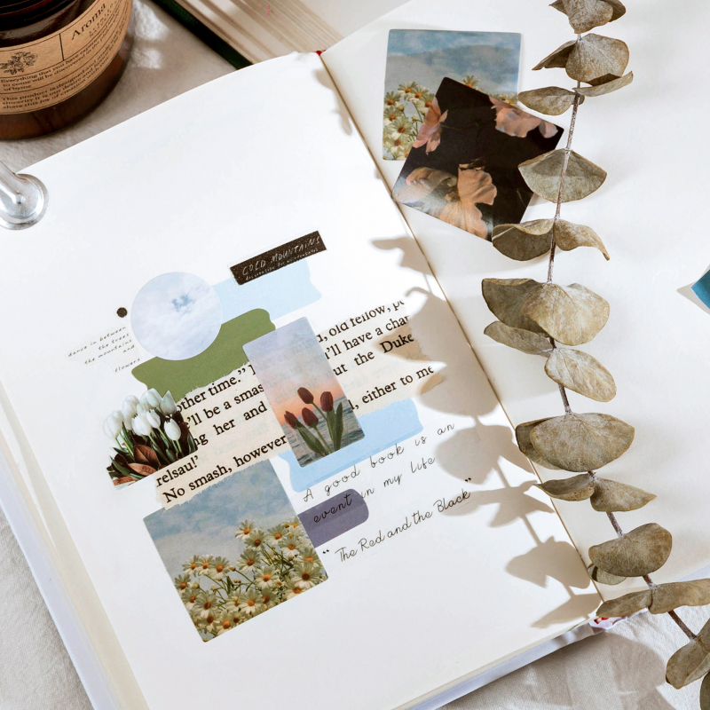 Set 46 miếng dán trang trí album sáng tạo chủ đề bông hoa