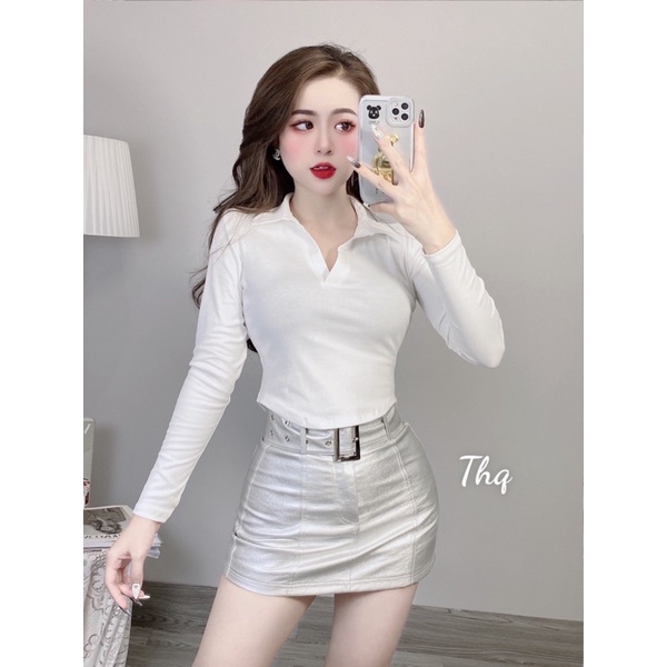 Áo croptop cổ bẻ đuôi tôm hot hít