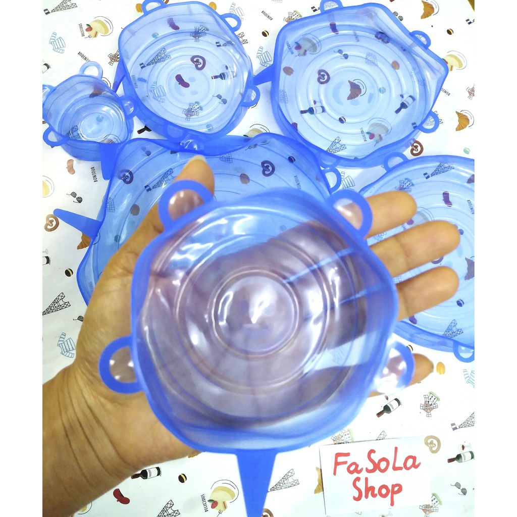 Bộ 6 nắp silicon đậy bát chén thức ăn màng bọc thực phẩm