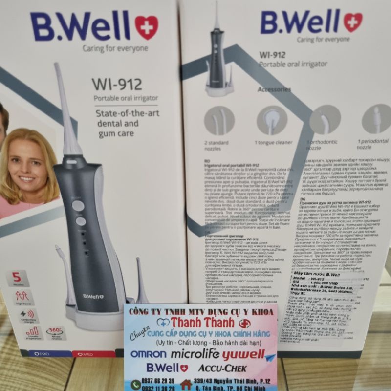 Máy tăm nước B.Well Swiss WI-912 chính hãng Thụy Sỹ - Bảo hành 2 năm