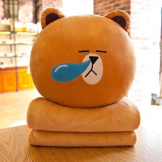 Chăn gối văn phòng, chăn gối 3in1, chăn gối ngủ trưa hình gấu Brown