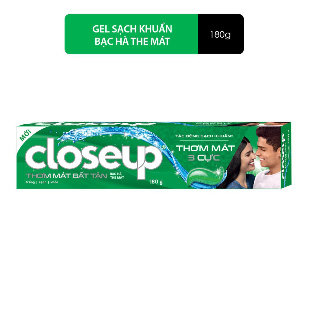 Kem đánh răng dạng gel giúp sạch khuẩn Closeup 180g cho hơi thở thơm mát dài lâu - Hương bạc hà