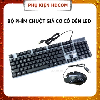 Bộ bàn phím giả cơ kèm chuột, bộ phím chuột máy tính có đèn led nhấp nháy