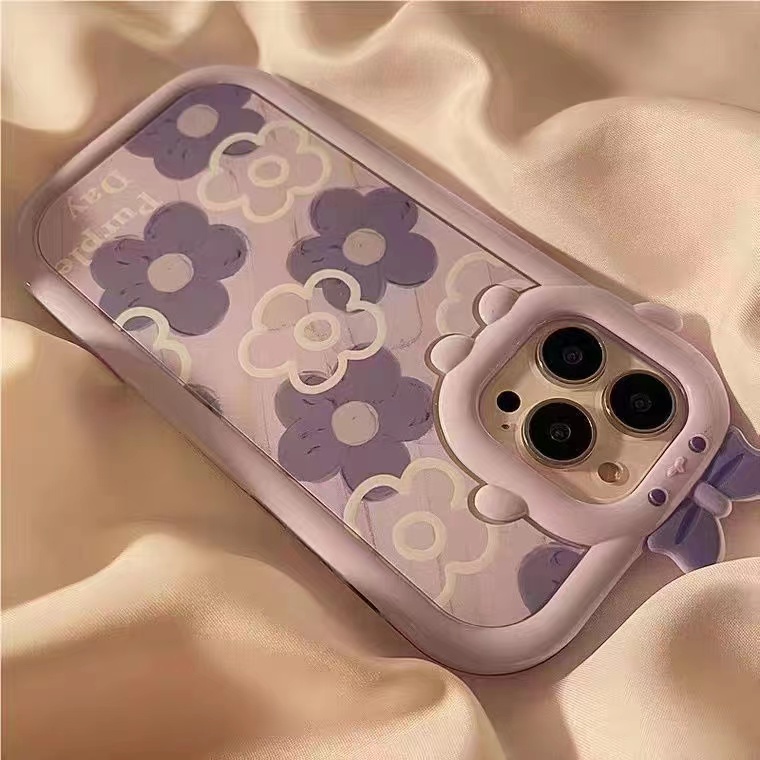 Ốp Điện Thoại TPU Bảo Vệ Bốn Góc Hình Hoa Tím Cho iPhone 13 13pro 13prm 11 7Plus 8Plus Xr XS 13 12 Pro Max