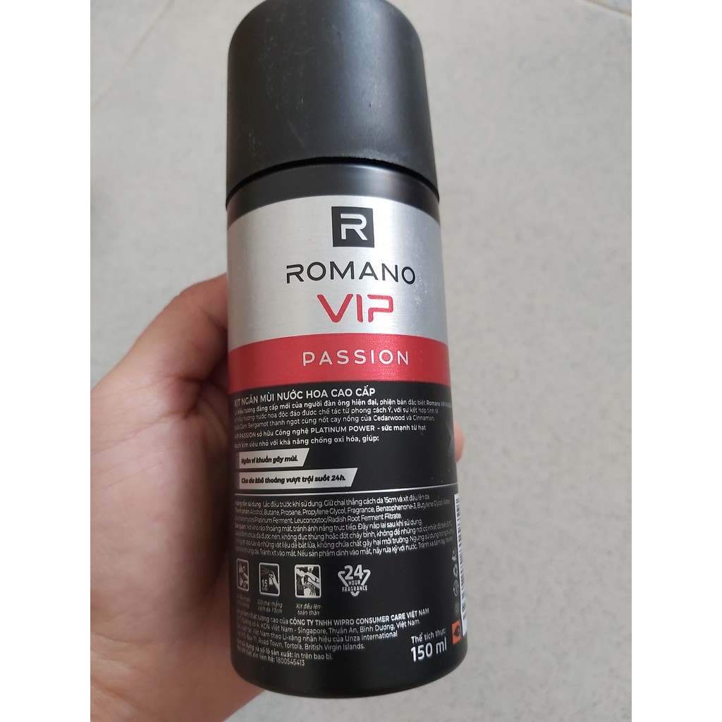 VIP Romano - Xịt ngăn mùi toàn thân 150 ml