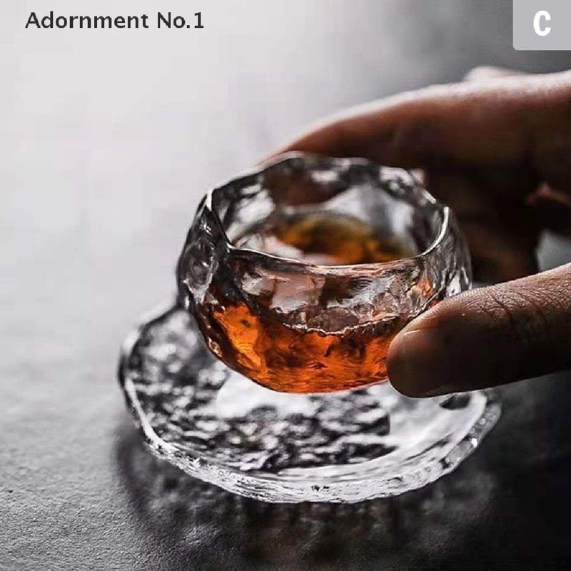 Chén uống trà thuỷ tinh lưu ly cao cấp có đế ly uống trà cách nhiệt tốt tea cup