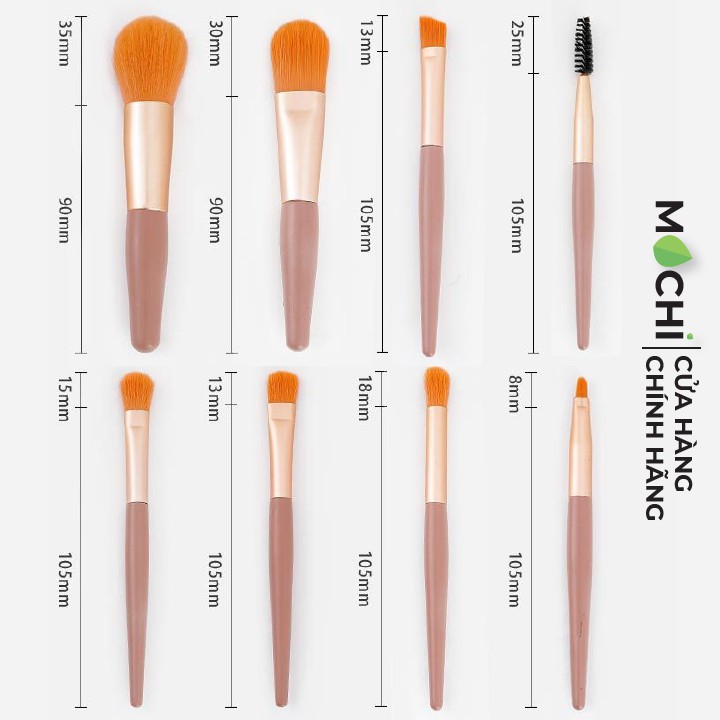 Bộ Cọ Trang Điểm 8 Món Makeup Phấn Mắt l Má Hồng l Kem Nền l Kẻ Lông Mày l Che Khuyết Điểm Tiện Dụng MOCHI SHOP