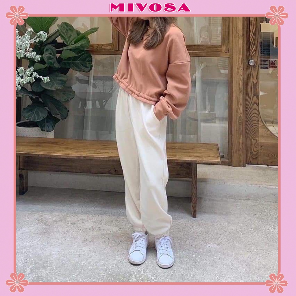 Quần jogger nữ tăm ống rộng bo gấu quần ống rộng nữ thể thao MIVOSA JG001