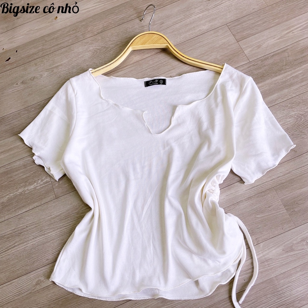 Áo Thun Kiểu Nữ Bigsize 55KG - 95KG Rút Dây Một Bên Che Bụng Tôn Dáng Lên Phom Cực Xinh MÃ A31