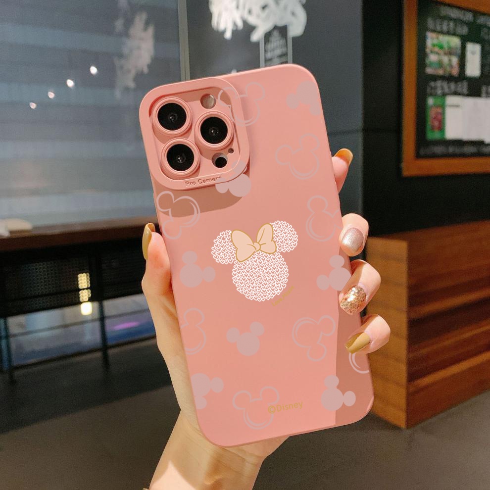 Ốp Điện Thoại Viền Vuông Hình Mickey Minne Dễ Thương Cho iPhone 14 Plus 13 Pro Max 12 iPhone 11 XR 8 7 SE 2022