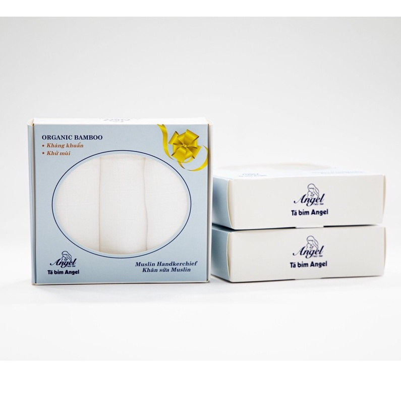 Combo hộp 3 khăn sữa và 1 khăn tắm sợi tre kháng khuẩn trẻ em cao cấp thương hiệu Muslin