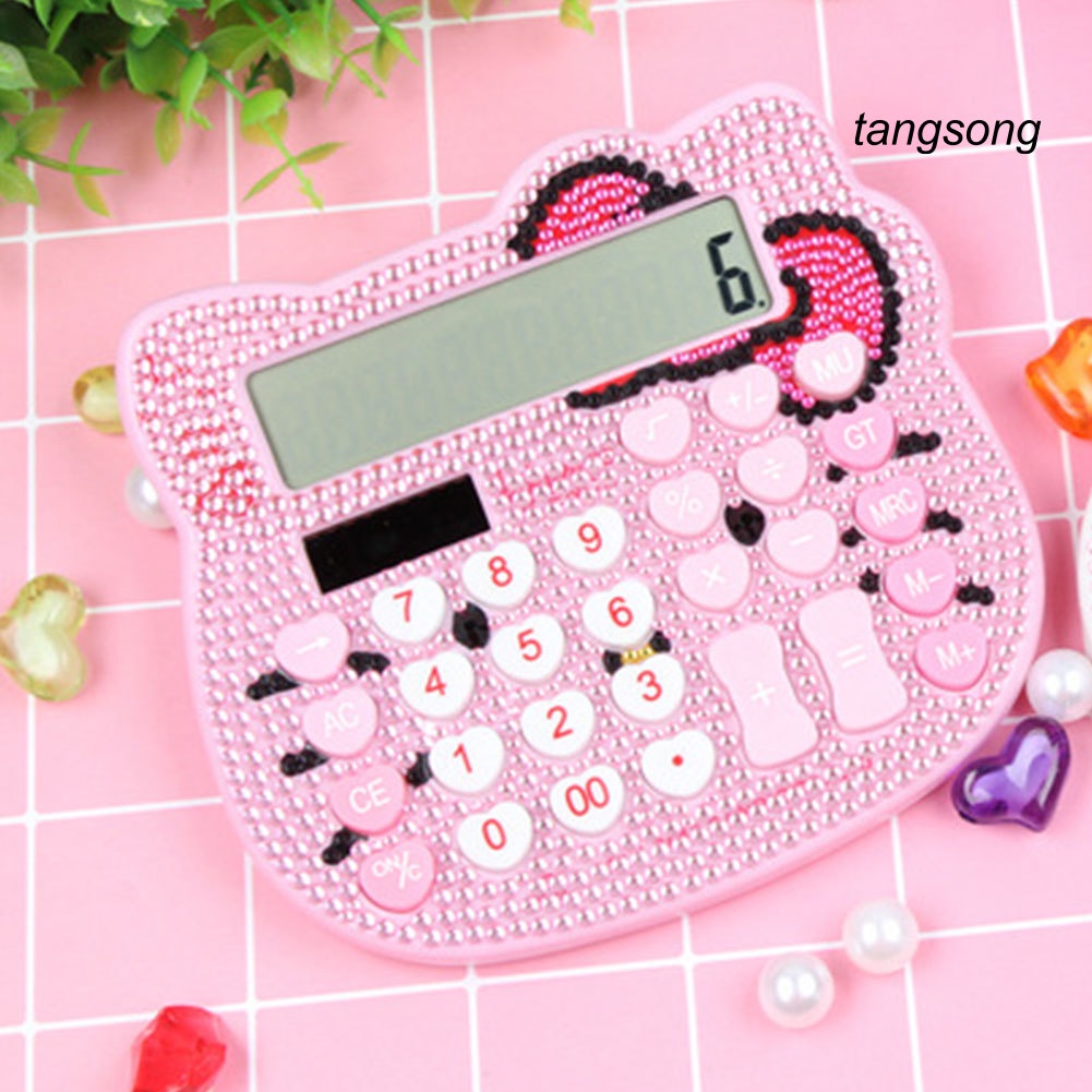 Máy tính cầm tay hình Hello Kitty đính đá chạy bằng năng lượng mặt trời