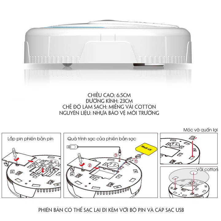 Robot Hút Bụi Lau Nhà Thông Minh Sweep Tự động quét nhà + hút bụi + lau nhà