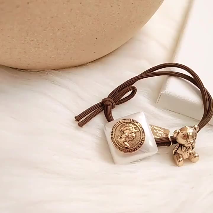 Dây Cột Tóc Mặt Vuông Hình Gấu/ Thỏ Phong Cách retro Âu Mỹ Thời Trang Cho Nữ YR