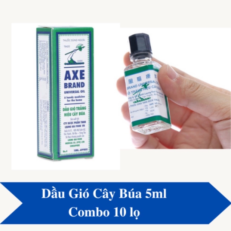 Dầu gió trắng hiệu Cây Búa - dầu Singapore - Combo 10 chai x 5ml/chai