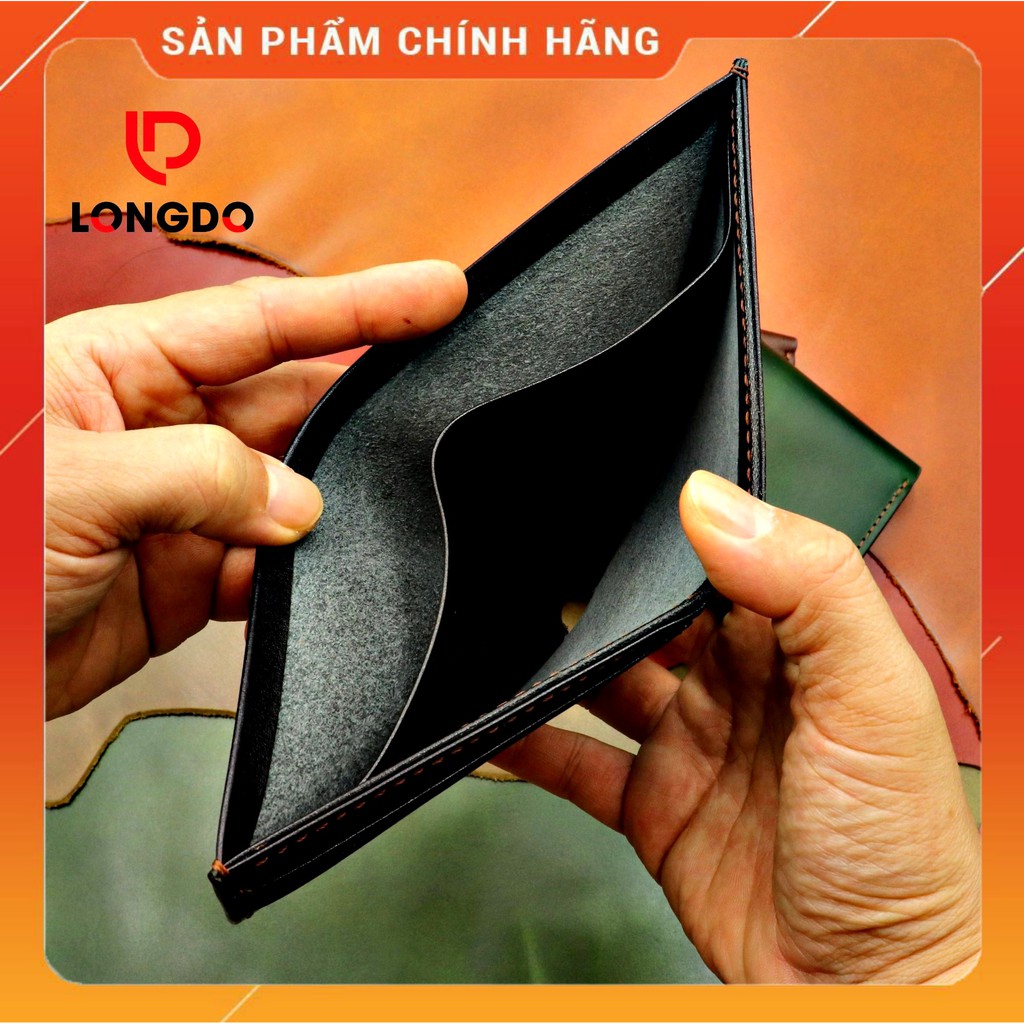 Ví da bò may thủ công cao cấp - Cam kết 100% da bò thật - Ví ngang - Hàng chính hãng thương hiệu Longdo Leather - B01