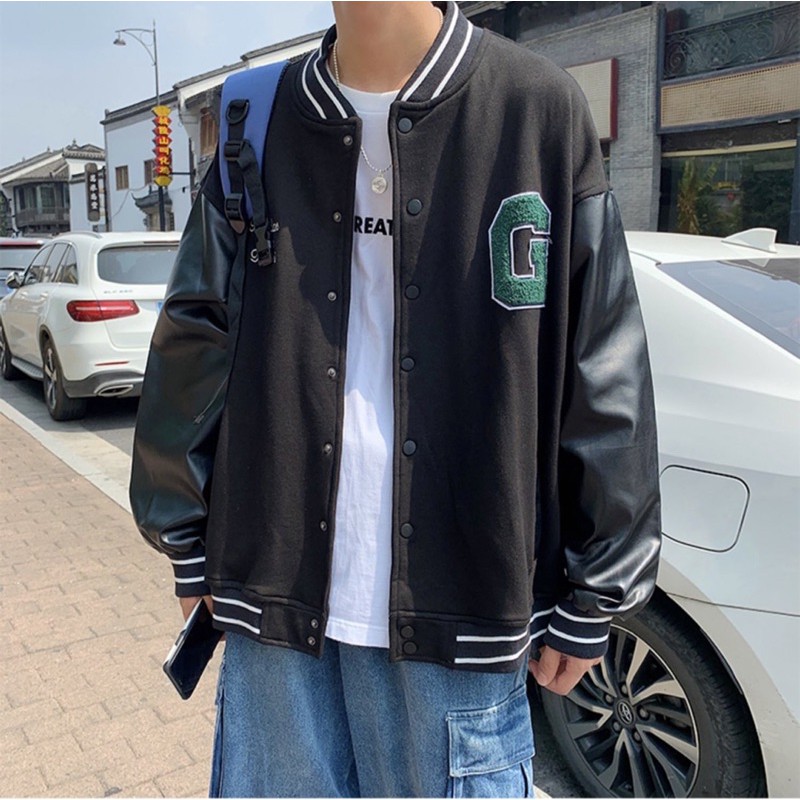 [Mã WASTMAY giảm 15% tối đa 30K đơn 150K] [Order taobao Áo khoác bomber phối tay da unisex ullzang | BigBuy360 - bigbuy360.vn