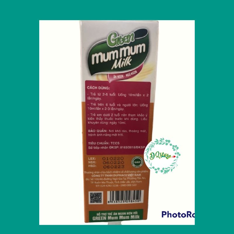 GREEN MUMMUM MILK  - hộp 20 ống, giúp bé yêu ăn ngon, ngủ ngoan, tăng sức đề kháng