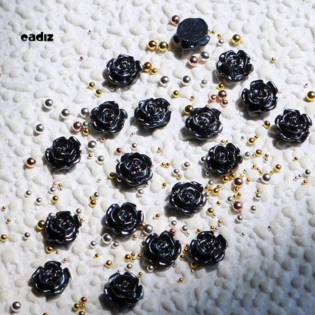 Hạt Nhựa Resin Đen Hình Hoa Trà Đính Móng Tay DIY