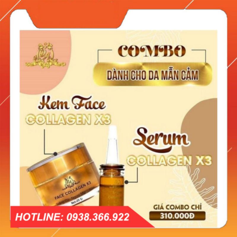 Combo Kem Face Và Serum Dưỡng Collagen X3 Có Team Cào Điện Tử