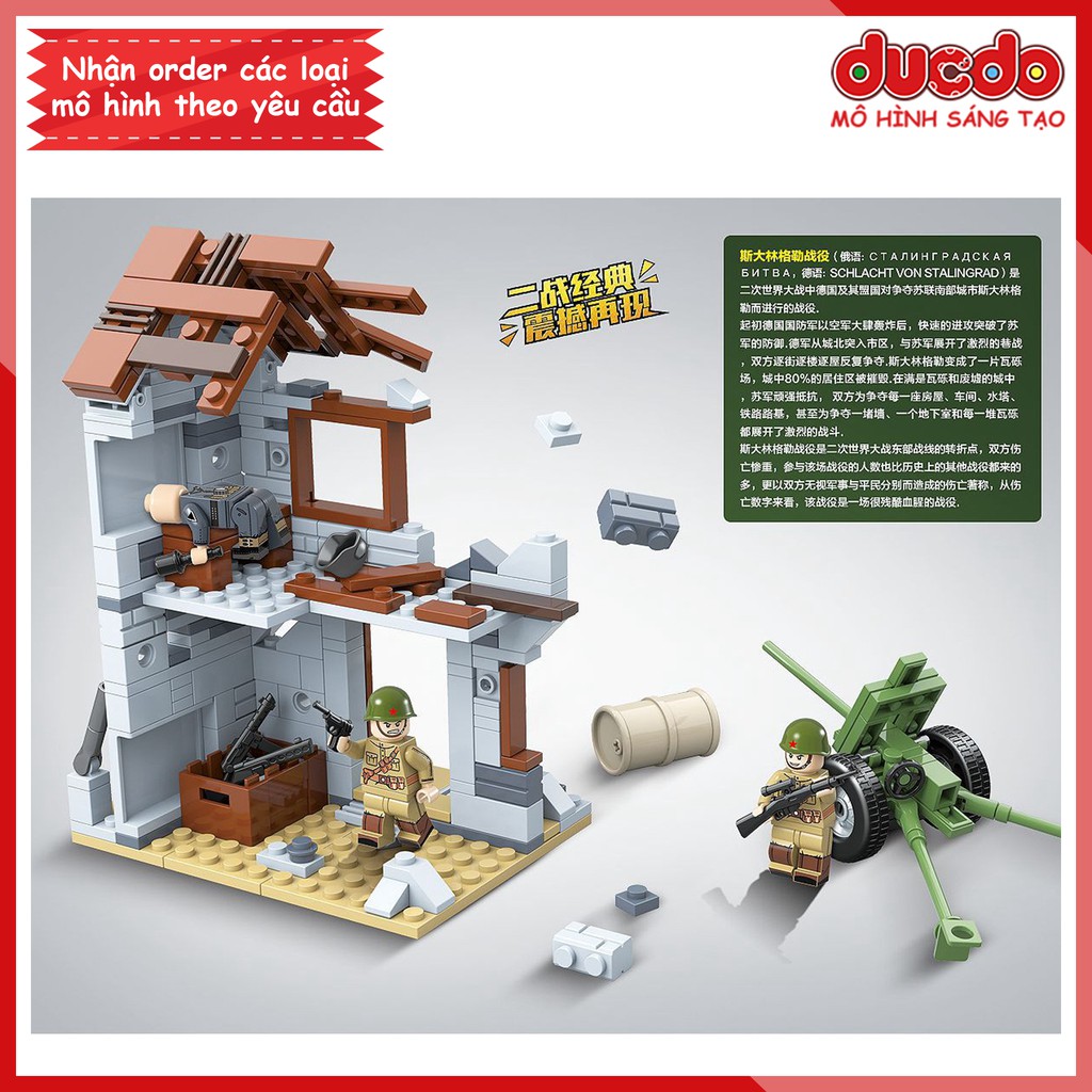 Lắp ghép trận chiến Stalingrad giữa phát xít Đức và Liên Xô - Đồ chơi Xếp hình Mô hình WW2 QuanGuan 100111