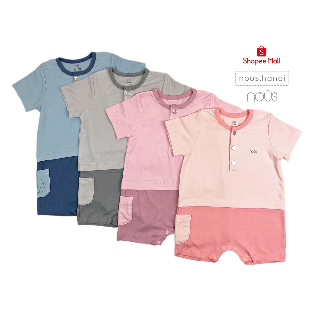 [Mã FARSBRT51 giảm 20K đơn bất kỳ] Bộ Body Cộc Petit Ghi NOUS (Size 3-6 Tháng Đến 9-12 Tháng)