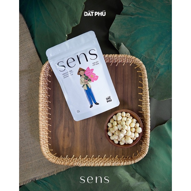 [Đất Phú Farm]. SENS - Sen sấy cốt dừa Túi 50G - Hạt ăn liền, ngọt nhẹ, hương thơm dịu nhẹ từ Sen và nước cốt dừa