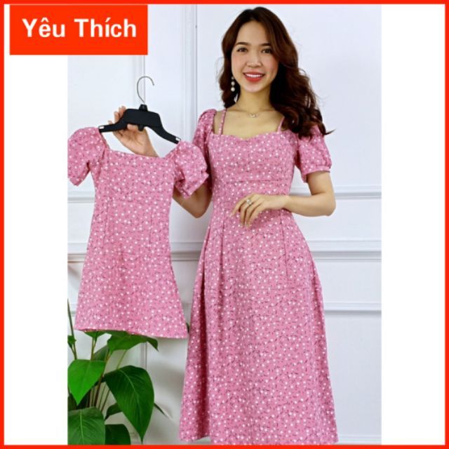 (ANH MẪU SHOP)Đầm maxi đôi mẹ và bé gái đi tiệc đi chơi chất lụa tuyết mát mịn