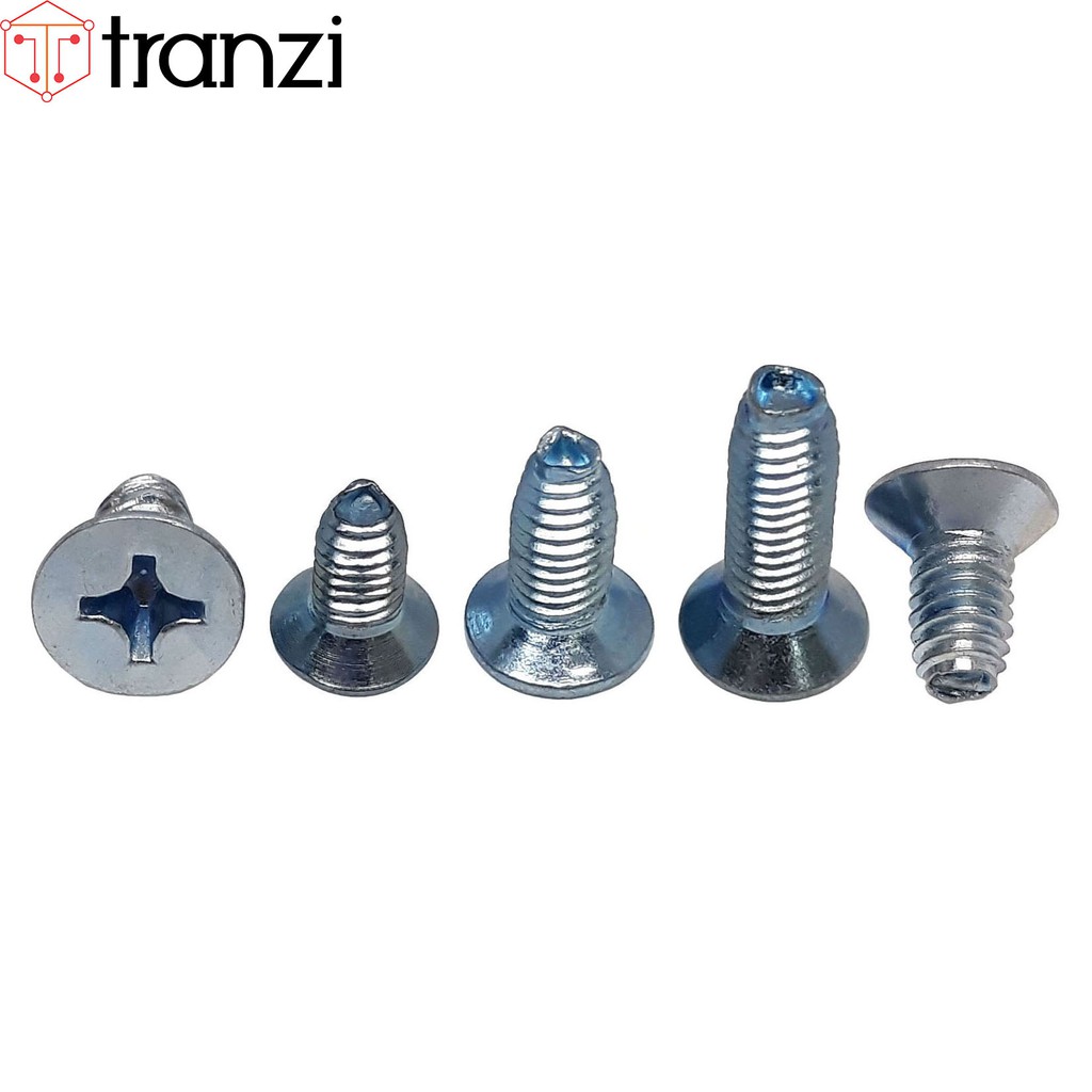 Vít tự tạo ren bake đầu bằng mạ kẽm trắng xanh M3 M4 M5